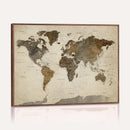 Vintage World Map Canvas Wall Art – Framed Travel Map for