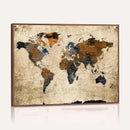 World Map Wall Art – Rustic Earth Tone Canvas Print, Antique