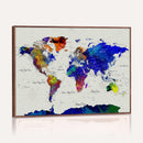 World Map Wall Art Canvas Print, Modern Decorative Framed