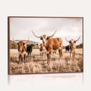 Texas Longhorn Cattle Wall Art Canvas Print, Sepia Western