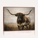 Longhorn Bull Wall Art Canvas Print, Western Farmhouse