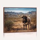Texas Longhorn Bull Wall Art Canvas Print, Western Farmhouse