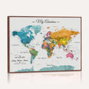 Custom Push Pin Watercolor World Map Canvas Wall Art Print –