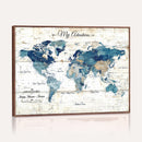 Watercolor World Map Canvas Wall Art Print – Abstract