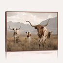 Rustic Texas Longhorn Cow Canvas Wall Art Print, Rustic Farm Animal Photography Print, Farmhouse Country Decor, Western Ranch Art