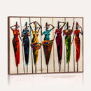 African Folk Art Canvas Wall Art, Colorful African Women Village Painting Print, Tribal Ethnic Home Decor, Vibrant African Art, Living Room