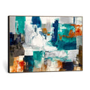 Blue Teal Abstract Canvas Wall Art, Modern Textured Painting Print, Navy Orange White Contemporary Art, Neutral Living Room Decor, Office Art by MyGreatCanvas | Canvas Wall Art Prints | Photo Prints & Wall Decor
