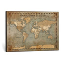 Vintage Personalized Push Pin World Map, Vintage Travel Map Canvas, Custom Names Anniversary Gift, Places Visited Pin Board, Couples Adventure Art by MyGreatCanvas | Canvas Wall Art Prints | Photo Prints & Wall Decor