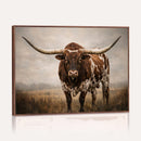 Texas Longhorn Wall Art Canvas Print – Brown Horned Bull