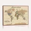 Personalized Detailed Push Pin World Map Canvas Print Custom