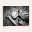 Vintage Baseball Glove and Bat Sports Wall Art Canvas,