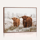 Longhorn Cattle Wall Art Canvas Print, Framed Farmhouse