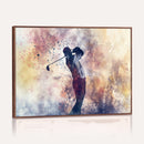 Abstract Watercolor Golf Player Wall Art Canvas Print
