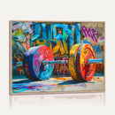Fitness Gym Barbell Graffiti Wall Art Canvas Print