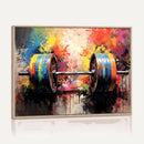 Weightlifting Barbell Art Triptych, Bold Abstract Fitness