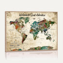 Grunge Personalized World Map Wall Art Canvas Print – Custom