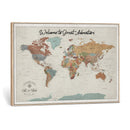 Custom Framed World Map Canvas Print – Personalized Push Pin