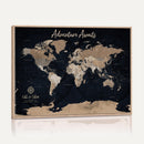 Personalized Blue World Map Canvas – Custom Framed Push Pin