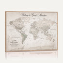 Personalized World Map Canvas Print – Custom Push Pin Travel