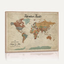 Push Pin Customize World Map Wall Canvas Print –