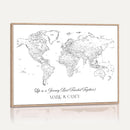 Framed World Map Canvas – Custom Push Pin Travel Tracker –