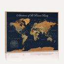 Custom Push Pin World Map Wall Art Canvas Print – Personalized Travel Tracker with Pins Framed Large for Home and Office Decor