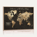 Personalized Push Pin World Map Canvas – Custom Framed