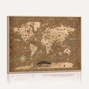 Custom Push Pin World Map Wall Art Canvas Print – Personalized Travel Tracker with Pins Framed Large for Home and Office Decor