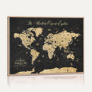 Custom Push Pin World Map Wall Art Canvas Print – Personalized Travel Tracker with Pins Framed Large for Home and Office Decor