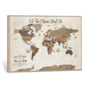 Personalized World Map Wall Art Canvas Print – Custom Push