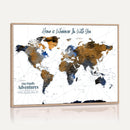 Personalize World Map Canvas Wall Art – Framed Custom Push