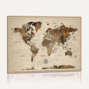 Vintage World Map Wall Art Canvas Print for Living Room,