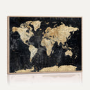 Framed Large World Map Wall Art Canvas Print for Living Room
