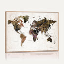 Watercolor World Map Print - Large Wall Art Canvas Print for