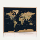 Vintage World Map Canvas on the Dark Background Wall Art