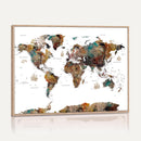 Watercolor World Map Canvas Print – Detailed Map of the