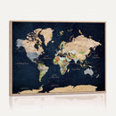Minimalist World Map Canvas Wall Art - Watercolor Blue and