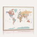 Pastel Colors World Map Wall Art Canvas Print