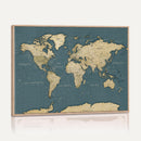 Minimal Vintage World Map Canvas Wall Art Print, Neutral