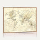 Colorful Watercolor World Map Canvas Wall Art – Framed