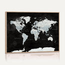 World Map Canvas Print – Framed Push Pin Wall Art, Color