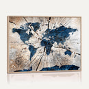 Rustic World Map Canvas Print – Framed Wall Art for Couples,