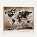 Black and White World Map Canvas Print – Framed Wall Art for