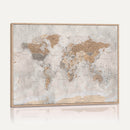 Detailed World Map Wall Art Canvas Print for Home and Office Decor
