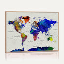 World Map Wall Art Canvas Print, Modern Decorative Framed