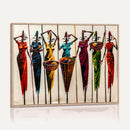 African Folk Art Canvas Wall Art, Colorful African Women Village Painting Print, Tribal Ethnic Home Decor, Vibrant African Art, Living Room
