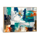 Blue Teal Abstract Canvas Wall Art, Modern Textured Painting Print, Navy Orange White Contemporary Art, Neutral Living Room Decor, Office Art by MyGreatCanvas | Canvas Wall Art Prints | Photo Prints & Wall Decor