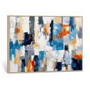 Blue Teal Abstract Canvas Wall Art, Modern Textured Painting Print, Navy Orange White Contemporary Art, Neutral Living Room Decor, Office Art by MyGreatCanvas | Canvas Wall Art Prints | Photo Prints & Wall Decor