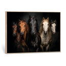 Horse Wall Art Canvas Print, Wild Horses Portrait Photography, Dramatic Equestrian Decor, Black Brown White Horse Herd, Rustic Ranch Art