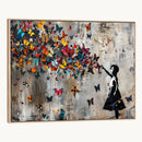 Banksy Wall Art - Banksy Girl and Butterfly Explosion Wall